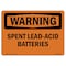 Signmission Safety Sign, OSHA WARNING, 7" Height, Spent Lead-Acid Batteries, Landscape OS-WS-D-710-L-12838 - alternate 1